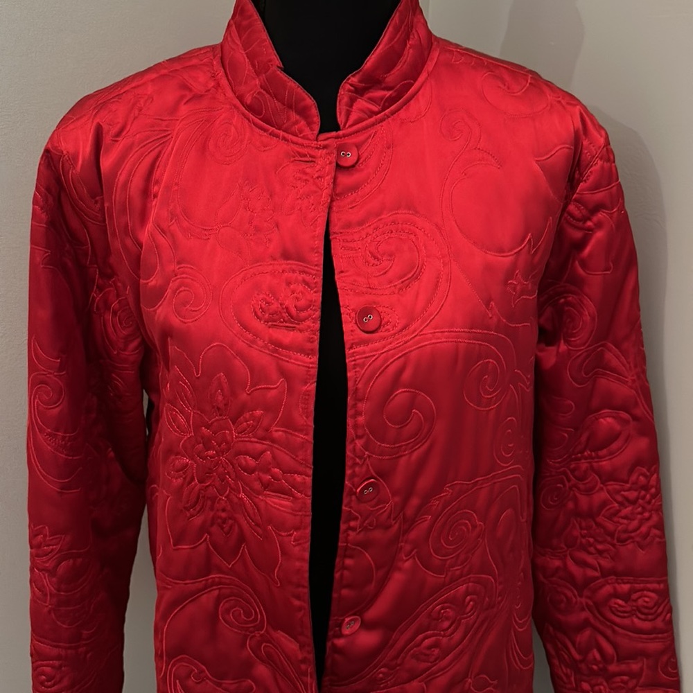 Classic Element Red Quilt Button Down Jacket, Size Large (14/16)
